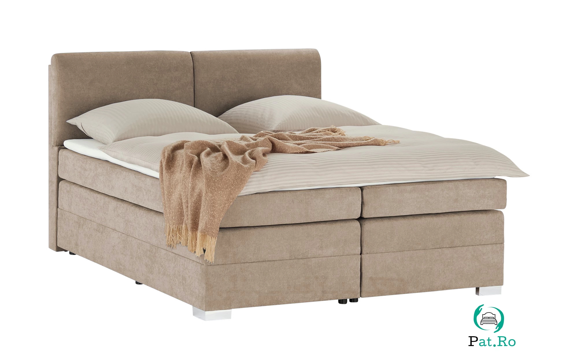 Pat Boxspring Charlotte, cu ladă de depozitare, saltea și topper incluse la 4,481.10 lei ron
