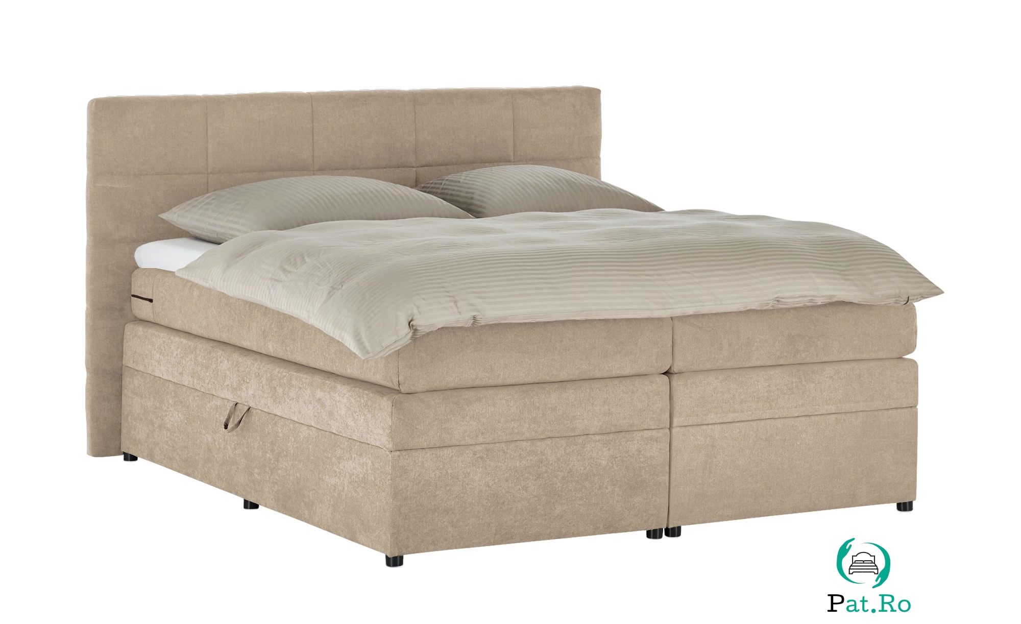 Pat Boxspring Gibson, cu ladă de depozitare, saltea și topper incluse la 4,481.10 lei ron