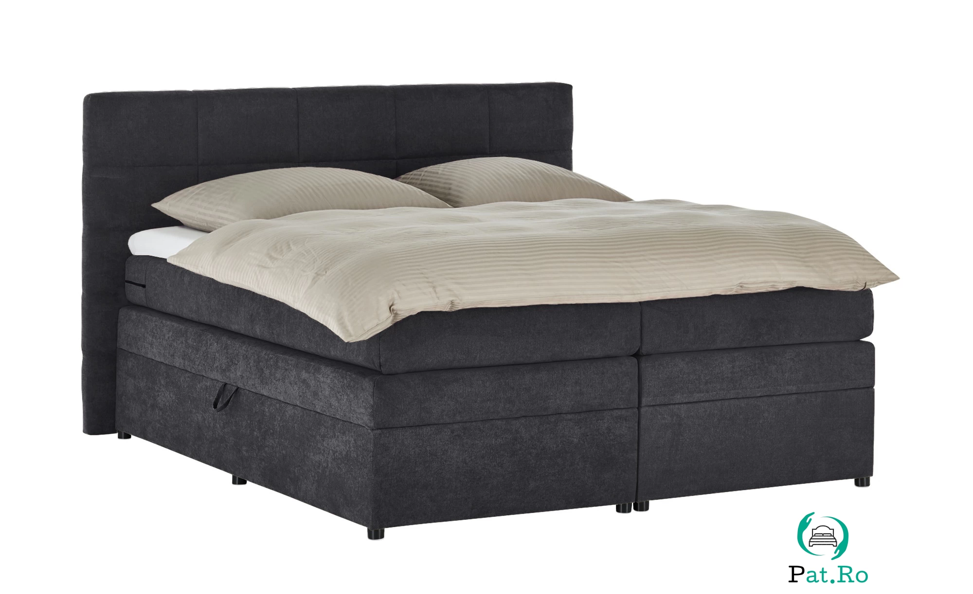 Pat Boxspring Gibson, cu ladă de depozitare, saltea și topper incluse la 4,481.10 lei ron
